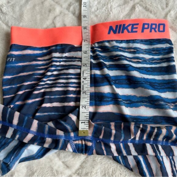 Nike Pro | Blue, Coral & Cream Zebra Print Capri Leggings | Size Small - Picture 11 of 11